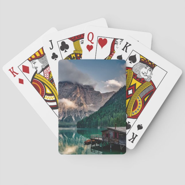 Baralho Imagem de Paisagem do Lago de Montanhas Italianas (Verso)