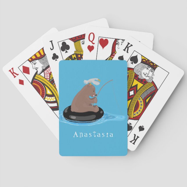 Baralho Imagem do desenho animado de pesca de filhotes de  (Verso)