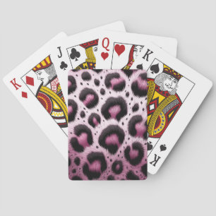 Baralho Impressão Animal de Pele de Leopardo Rosa e Preto