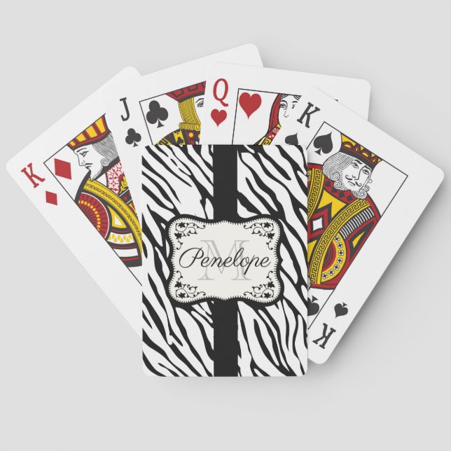 Baralho Impressão bonito da zebra (Verso)