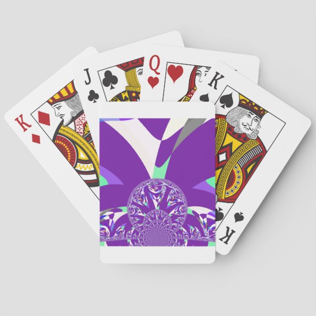 Baralho Impressão de Arte do Caleidoscópio Ciano Azul Retr (Verso)