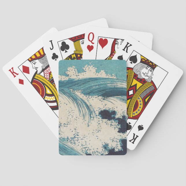 Baralho Impressão de Oceano de Ondas Azuis Antigas Japones (Verso)