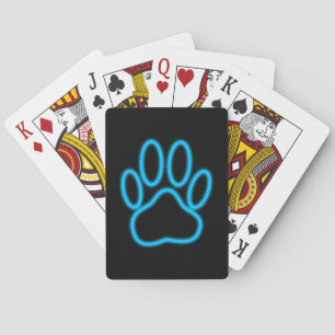 Baralho Impressão de Paw Neon Azul