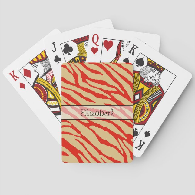 Baralho Impressão de zebra animal retrô 15 (Verso)