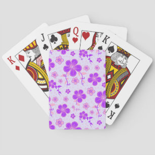 Baralho Impressão Floral bonito Roxo e Rosa na Lavanda