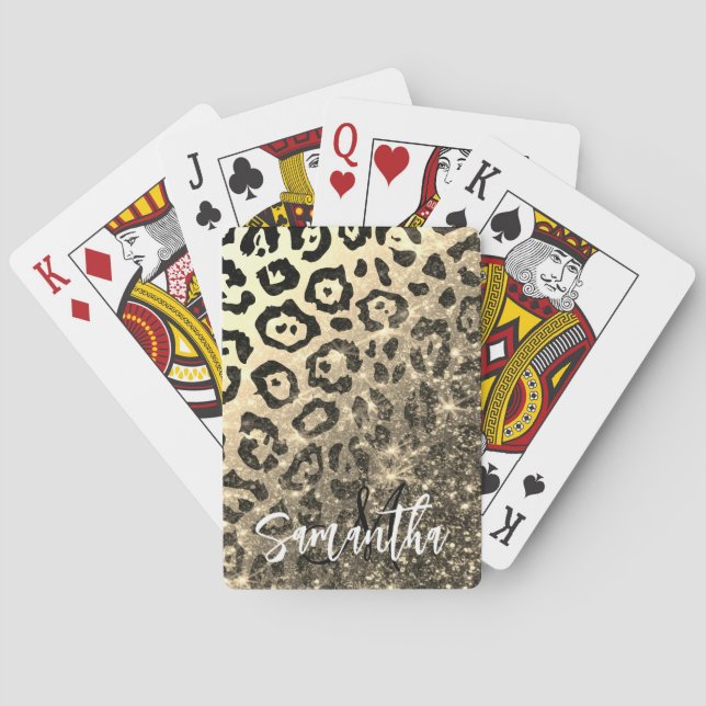 Baralho Impressão Leopard da Glitter do ouro (Verso)