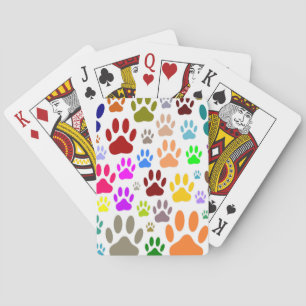 Baralho Impressões Coloridas De Pata De Cães Por Toda A Pa