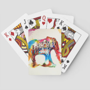 Baralho Índia Elephant Viagens vintage Love Watercolor