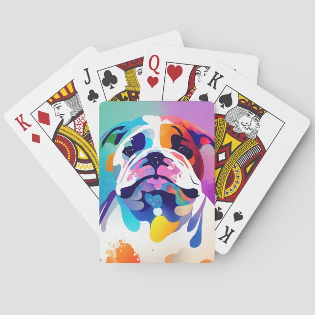 Baralho Inglês Bulldog Dog Wild Nature Animal Painting (Verso)