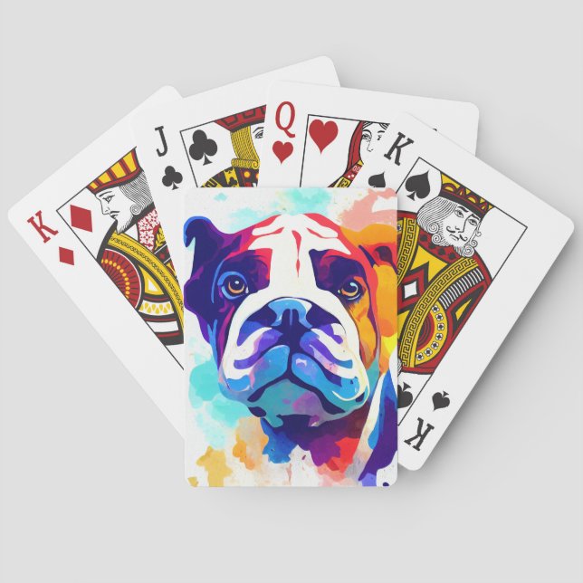 Baralho Inglês Bulldog Dog Wild Nature Animal Painting (Verso)
