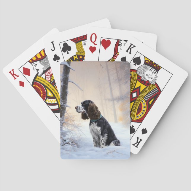 Baralho Inglês Springer Spaniel Deixe-o nevar Natal (Verso)