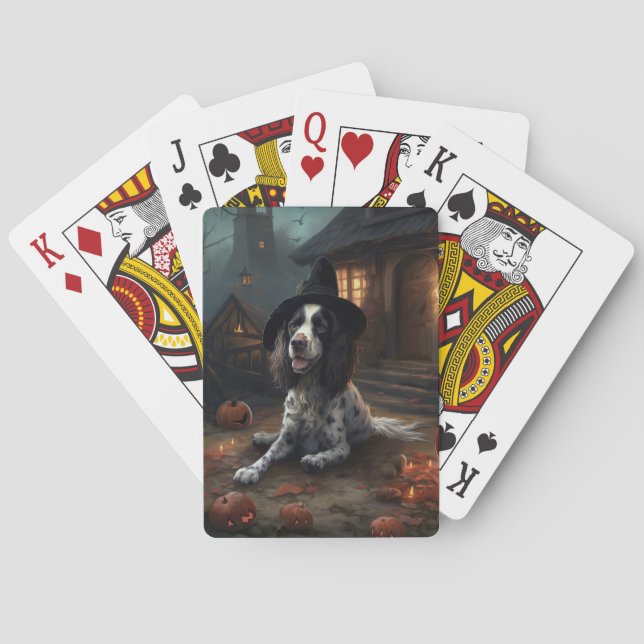 Baralho Inglês Springer Spaniel Pumpkins Halloween Scary (Verso)