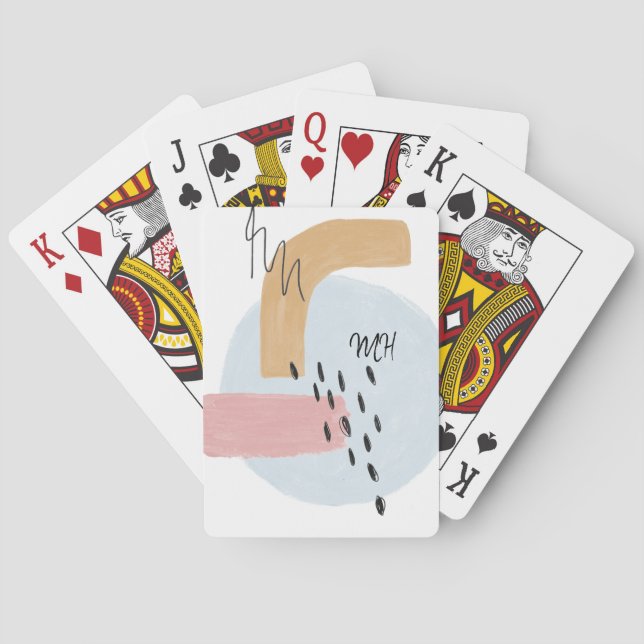 Baralho Iniciais De Caligrafia De Abstrato Rosa Monogramad (Verso)