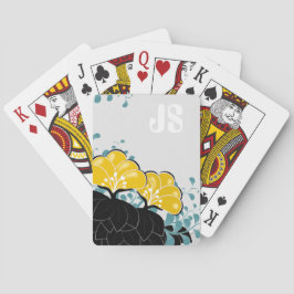 Baralho Iniciais do Monograma do Ouro Elegante Camellias