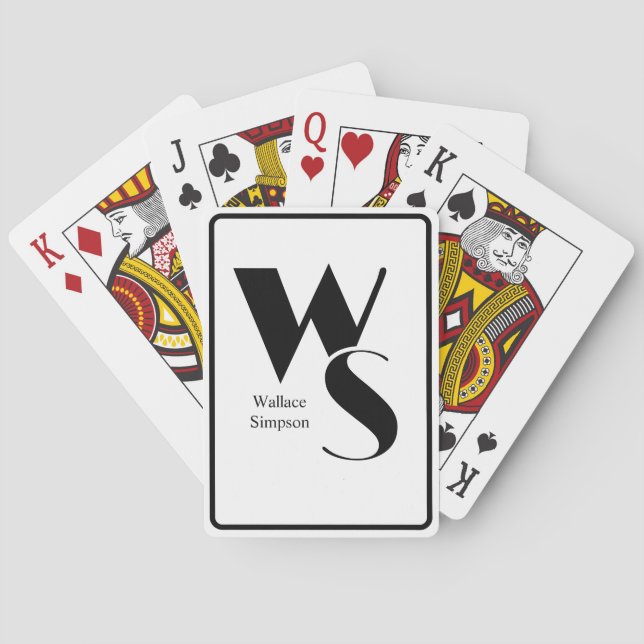 Baralho Iniciais e Nome Monogramados Preto e Branco Deck (Verso)