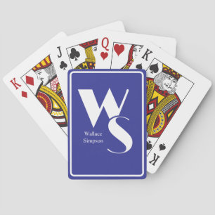 Baralho Iniciais Monogramadas Nome Jogo de Mesa Azul e Bra