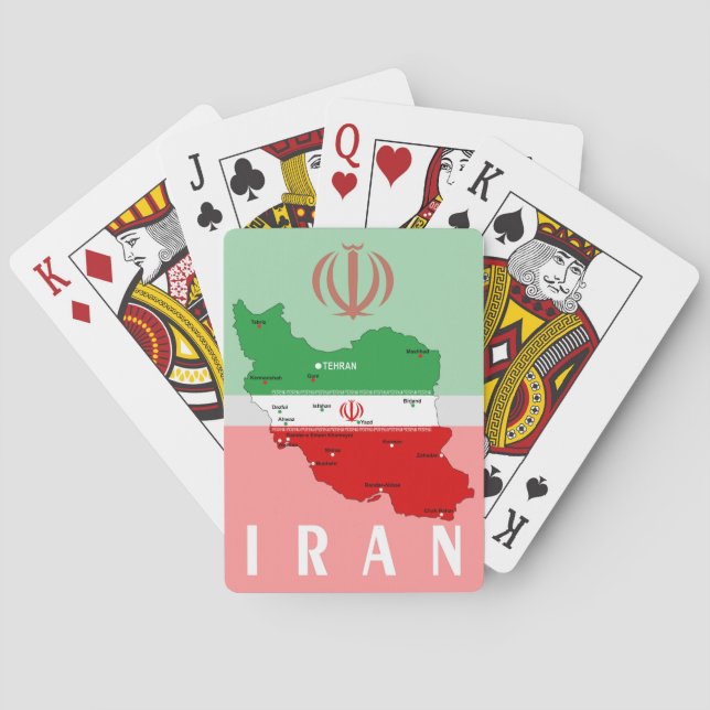 Baralho Iran Map with Flag and Emblem (Verso)