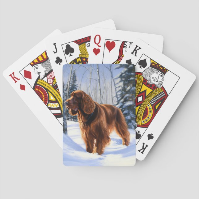 Baralho Irish Setter Deixe-o nevar no Natal (Verso)