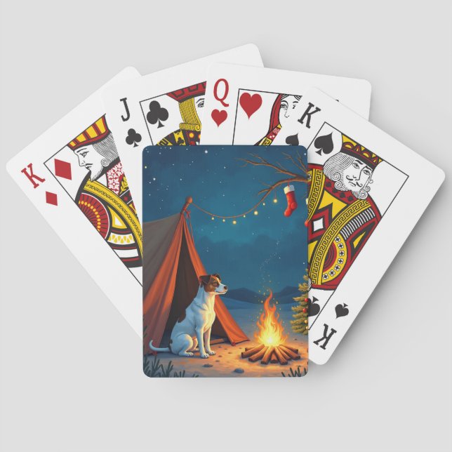 Baralho Jack Russell Christmas Camping Night Painting (Verso)