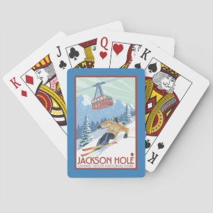 Baralho Jackson Hole, esquiador de Wyoming e bonde