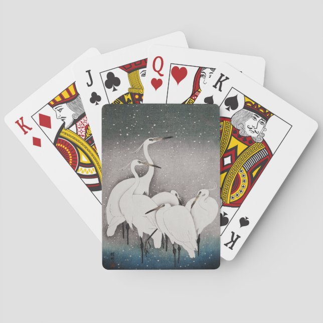 Baralho Japonês Egrets Koson Cranes Winter Snow (Verso)