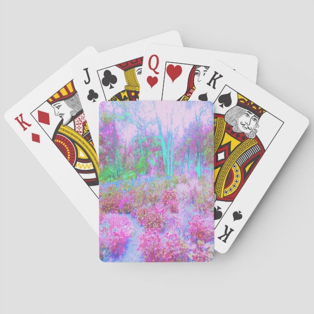 Baralho Jardim Abstrato de Rosa Impressionista e Turquesa (Verso)