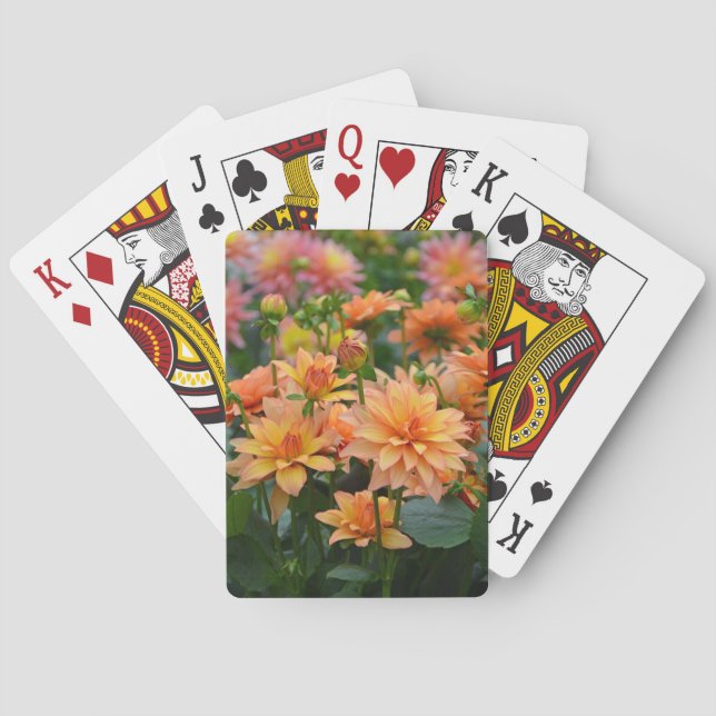 Baralho Jardim de flores da dália laranja (Verso)