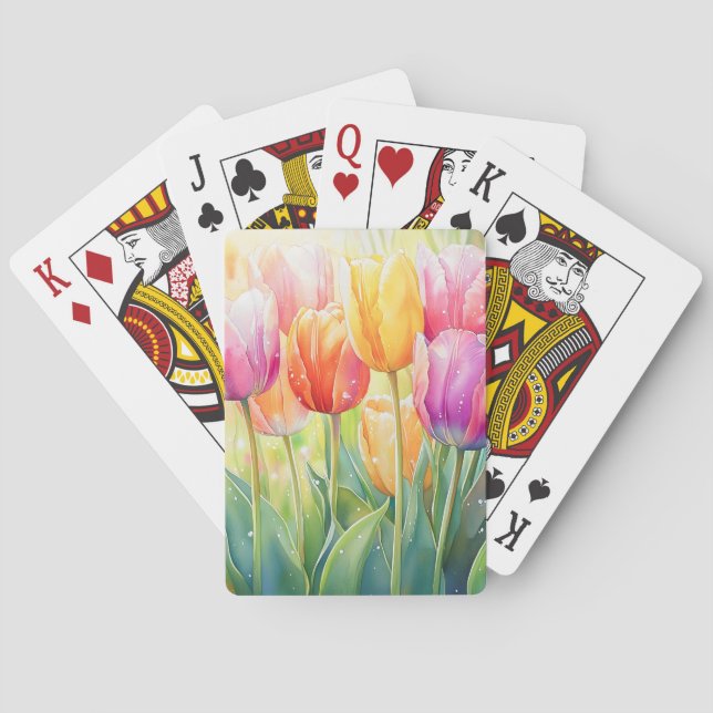 Baralho Jardim de Tulipas de Primavera de Aquecedora (Verso)