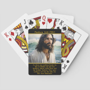 Baralho Jesus Gazes Sobre Ondas Oceânicas Pacíficas