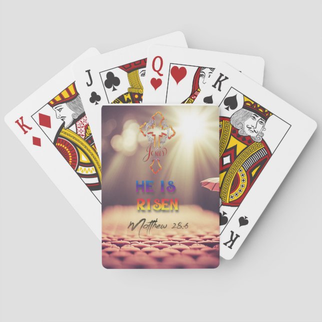 Baralho Jesus Ouro Cross Ele Está Risen Matthew 28:6 (Verso)