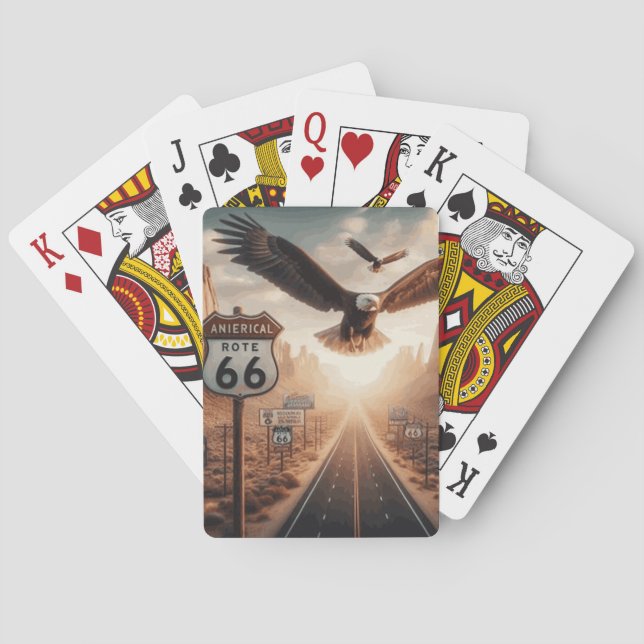 Baralho Jeu de carte route 66 avec  aigle en vol. (Verso)