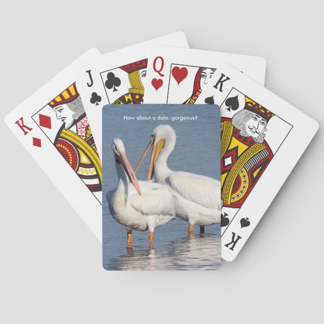 Baralho Jogando cartas com pelicanos brancos (Verso)