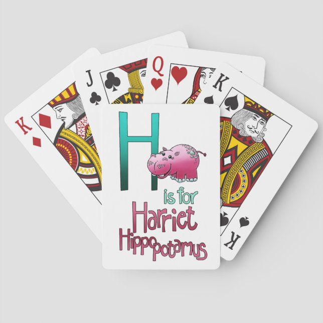 Baralho Jogando cartas, H é para Harriet Hippopotamus (Verso)