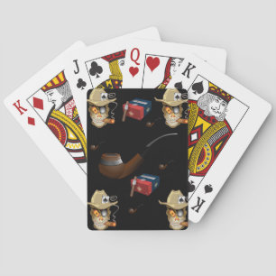 Baralho Jogando cartas, homem caverna, charuto preto.