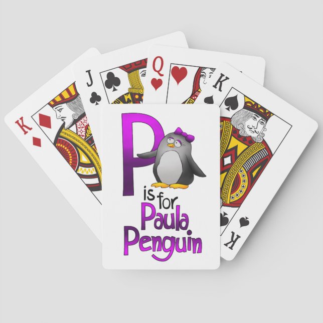 Baralho Jogando cartas, P é para Paula Penguin (Verso)