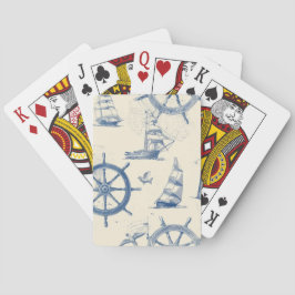 Baralho Jogando Cartões com Elementos Marinhos