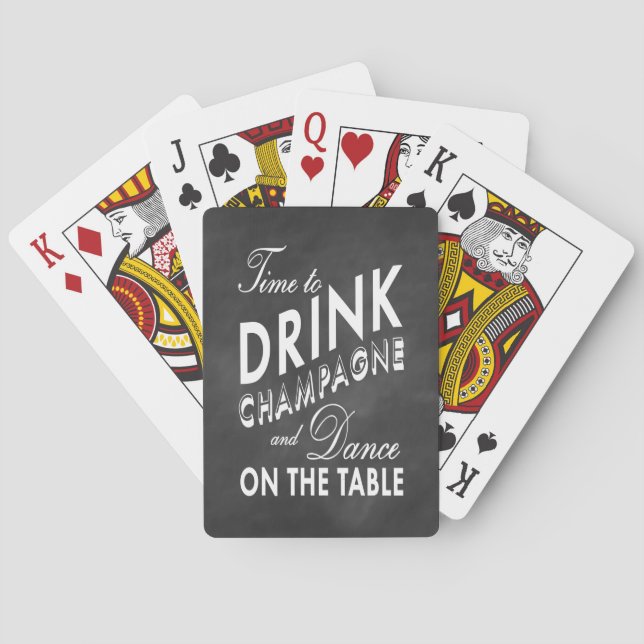 Baralho Jogando Cartões para Beber Champanhe (Verso)