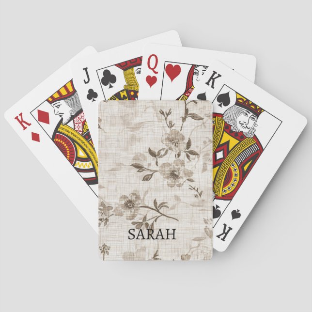 Baralho Jogo de Cartão com Design Floral Castanho (Verso)