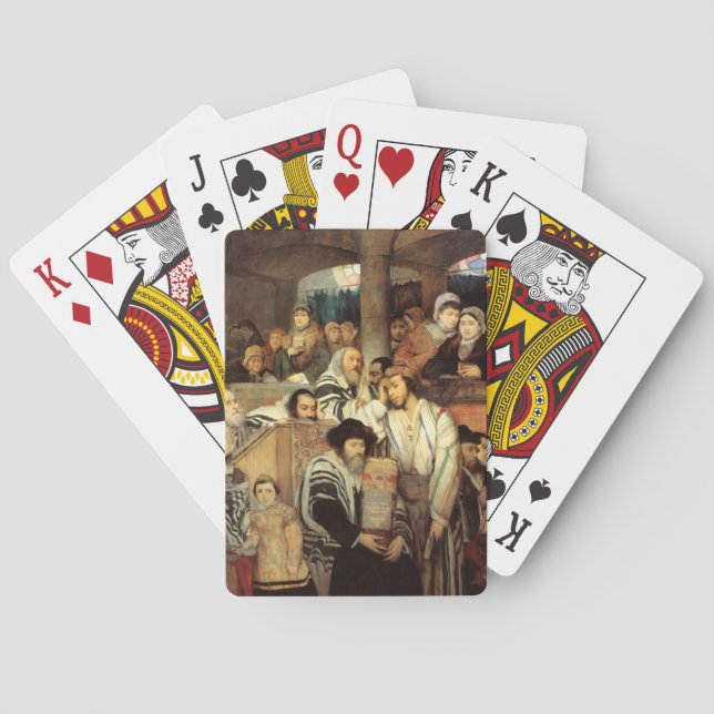 Baralho Judeus Rezando na Sinagoga em Yom Kippur (Verso)