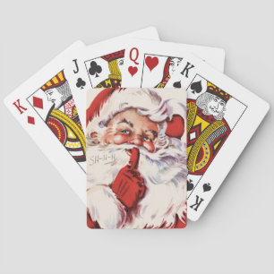 Baralho Jumbo velho alegre do papai noel do vintage Shhh