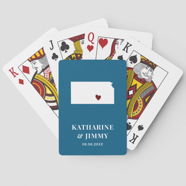 Baralho Kansas Wedding Favor Deck of Cards, Mapa Estatal (Verso)