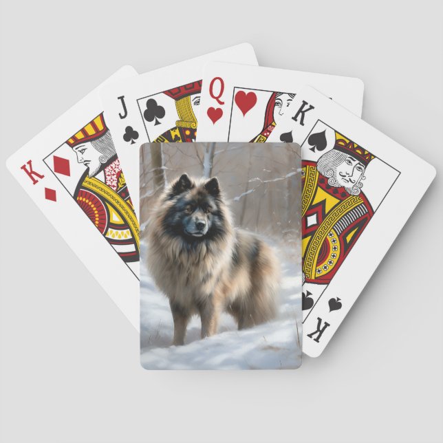 Baralho Keeshond Deixe-o nevar no Natal (Verso)