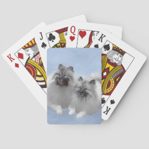 Baralho Keeshond Pair de Kees pintando Arte Animal Origina