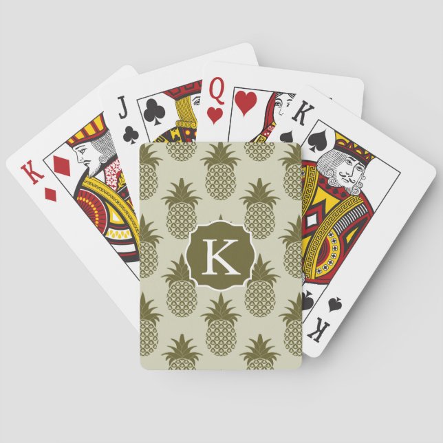 Baralho Khaki Pineapple Pattern | Add Your Initial (Verso)