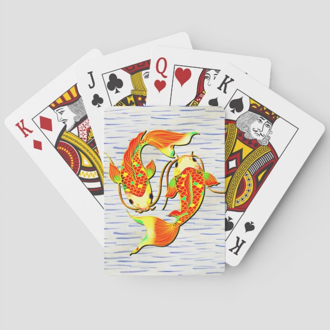 Baralho Koi Carp Fish Orange Green em (Verso)