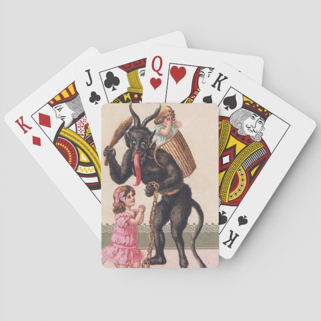 Baralho Krampus Assustando Meninas Vintage Natal (Verso)