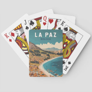 Baralho La Paz Bolivia Illustração Viagem Art Vintage