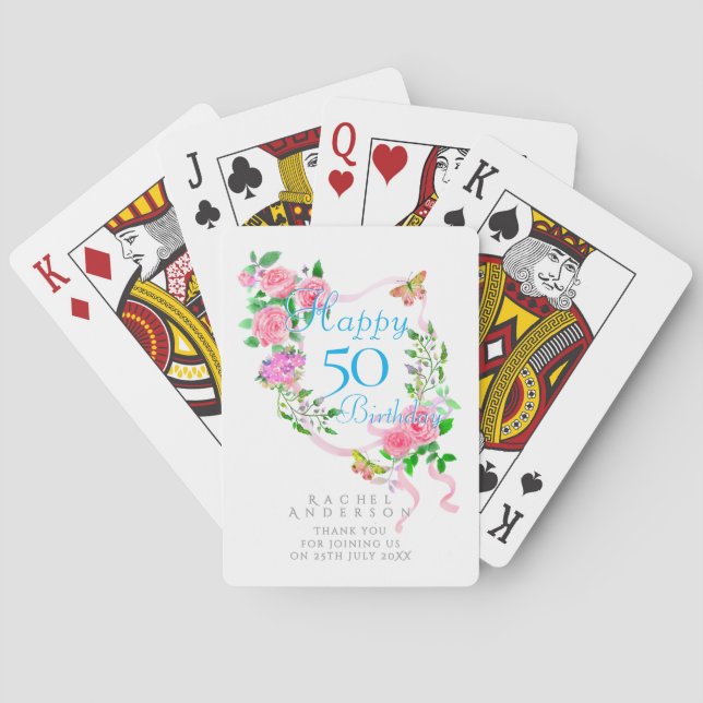 Baralho Laço de Rosa Rosa de 50 Anos (Verso)