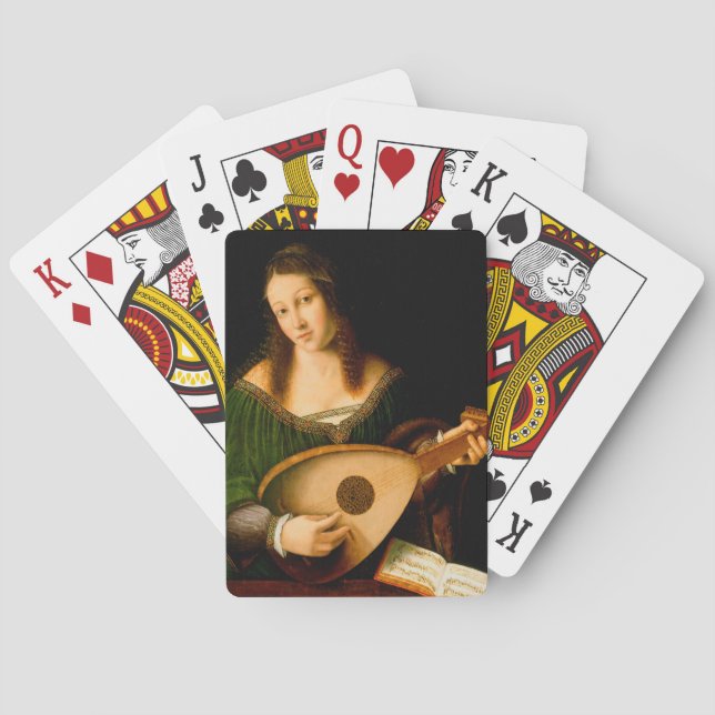 Baralho Lady Playing Lute Fine Art Renaissance Painting (Verso)