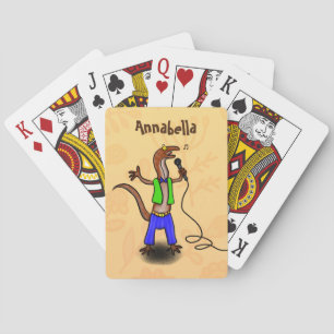 Baralho Lagarto engraçado cantando com desenho de microfon